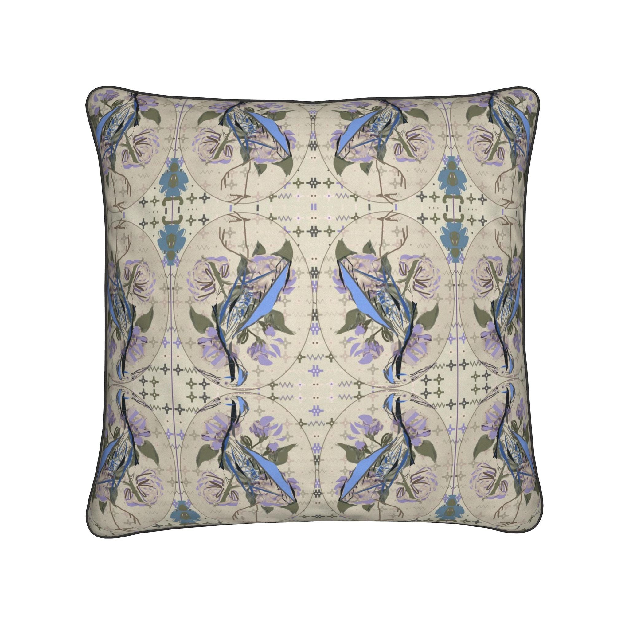 Piped Cushion Cover | Crane of the Cape | Santorini Limestone Blue