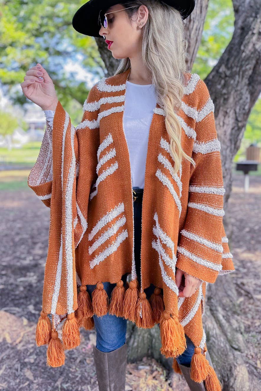 Texture Knit Chunky Tassel Cardigan–Boho Layer | Coming Soon