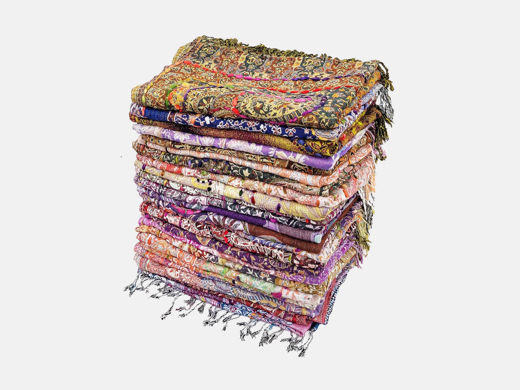 Amanda Thick Stitch Embroidered Scarf Assorted Jewel Tones