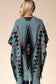 Fuzzy Knit Aztec Pattern Ruana with Tassels