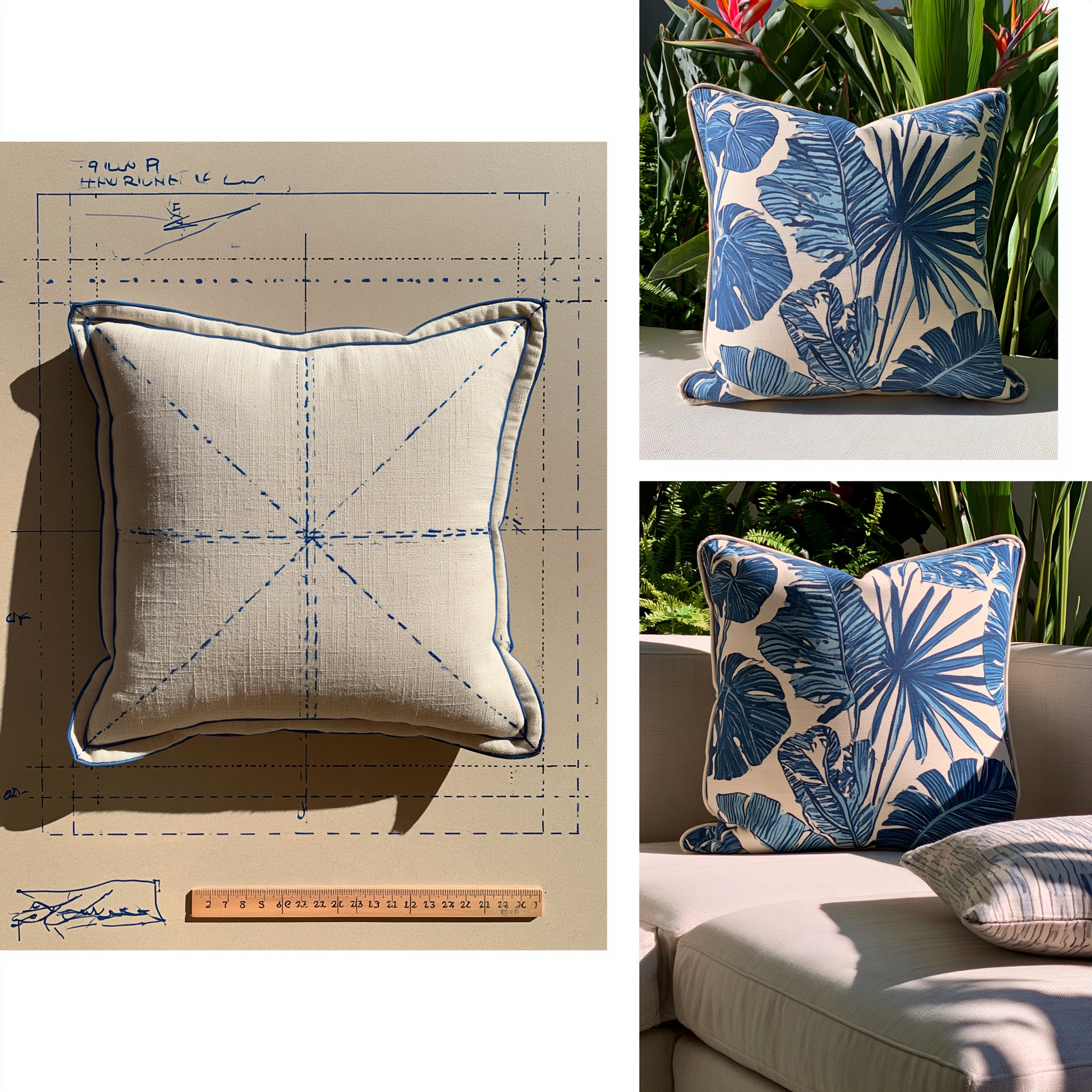 Piped Pillow Cover Sewing Pattern | PDF Download