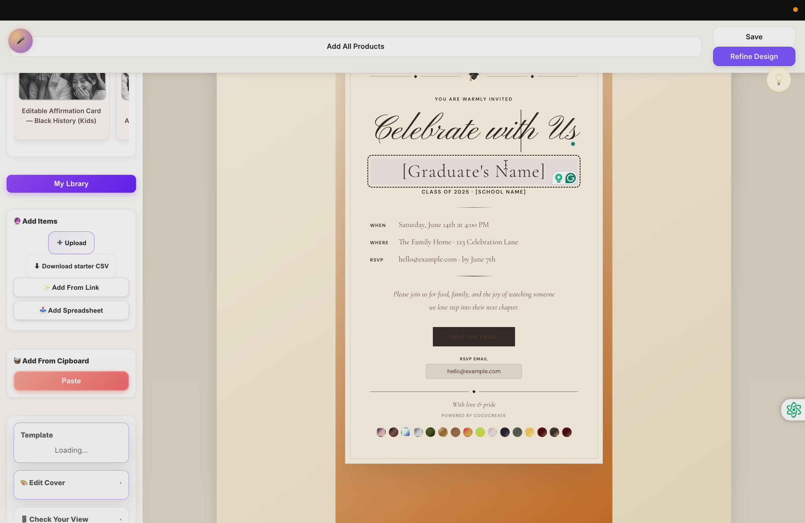 Graduation Party Invitation & Celebration Suite — Class of 2026 Digital Pack