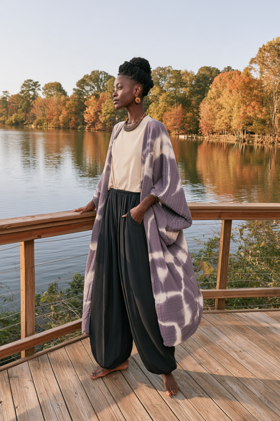 Tie Dye with Crochet Accent Kimono