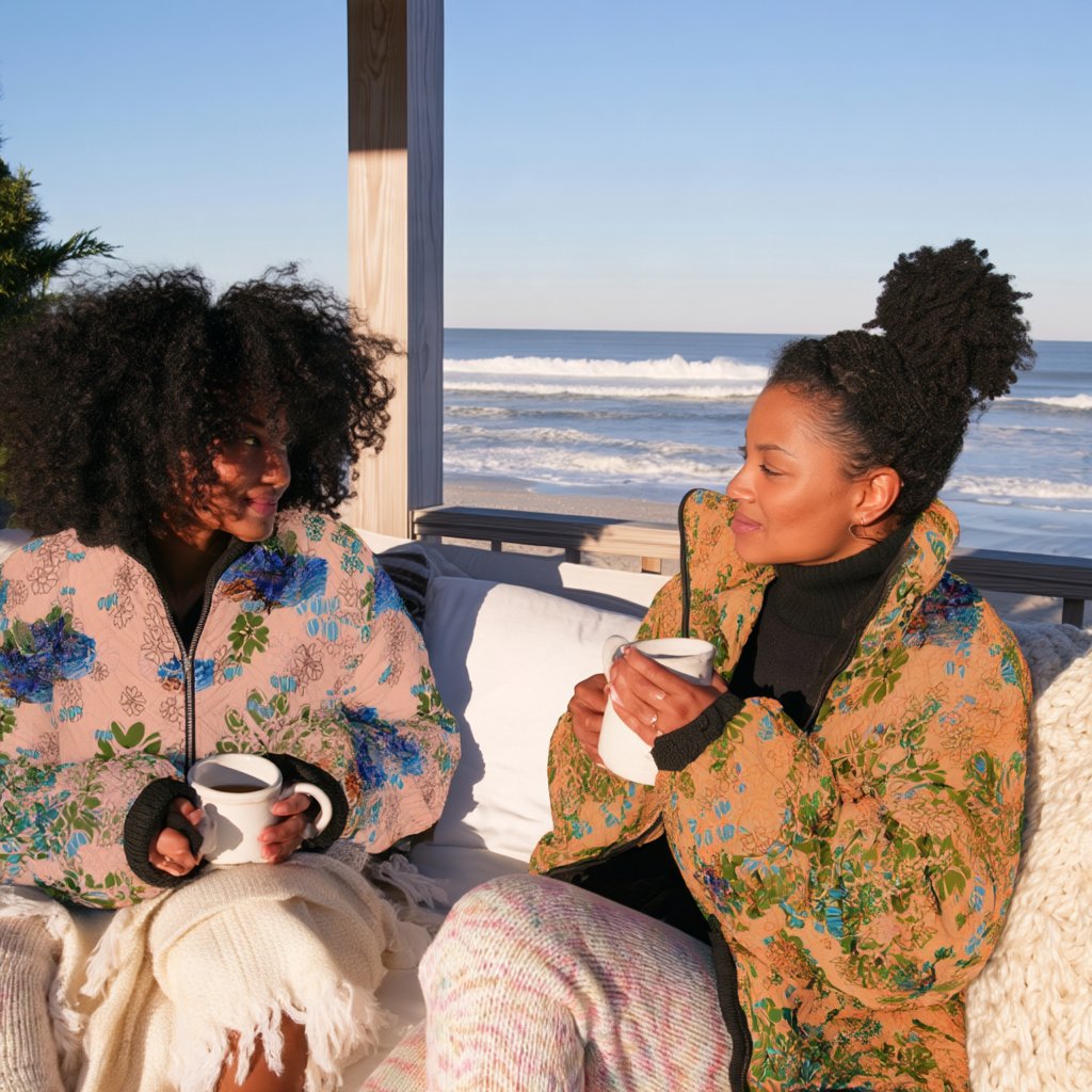 Women's Reversible Silk Bomber Jacket | Inkwell Toile Autumn